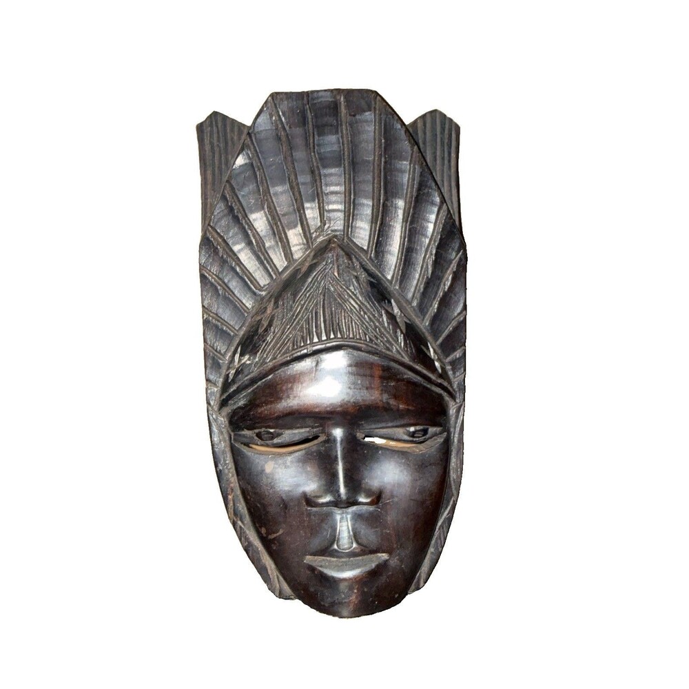 Vintage African Style Carved Wood Mask Baule Senufo Tribal Wall Decor 10”